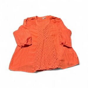 Fundamental Things  Coal Colored Peasant Style Summer Blouse‎ Size Xl